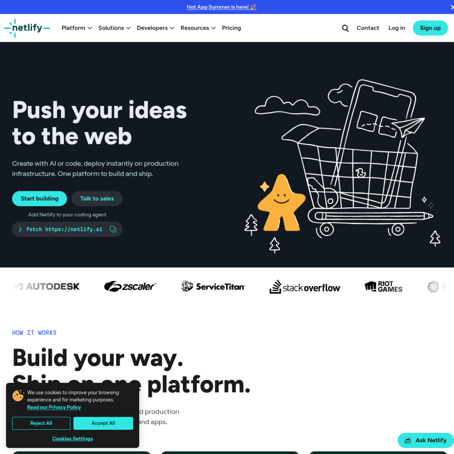 netlify.com homepage screenshot