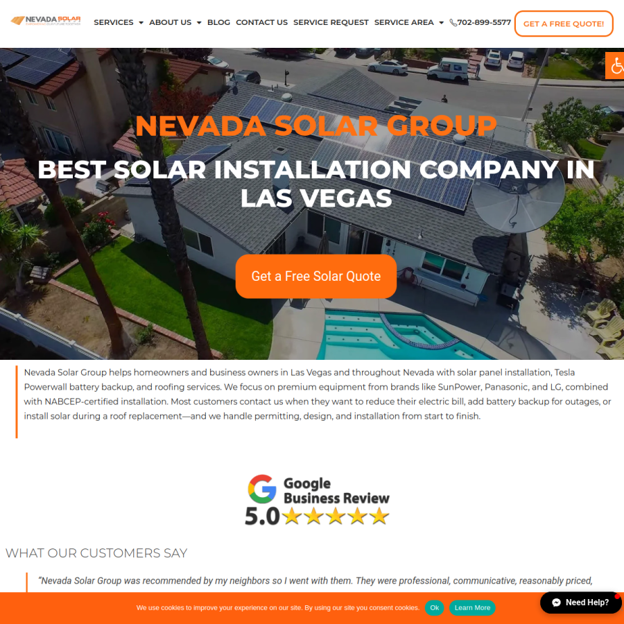 nevadasolargroup.com homepage screenshot