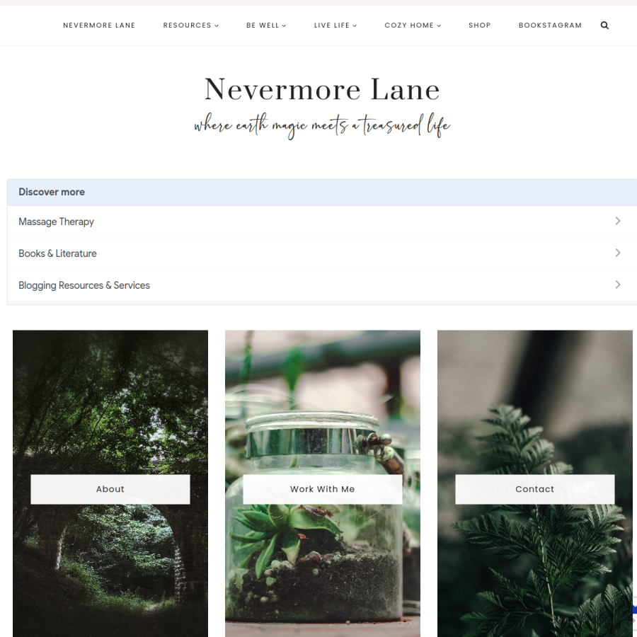 nevermorelane.com homepage screenshot