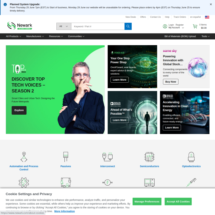newark.com homepage screenshot