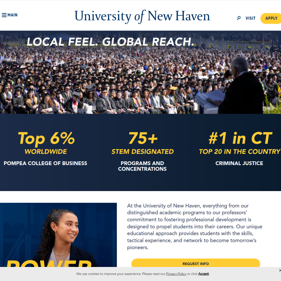 newhaven.edu homepage screenshot