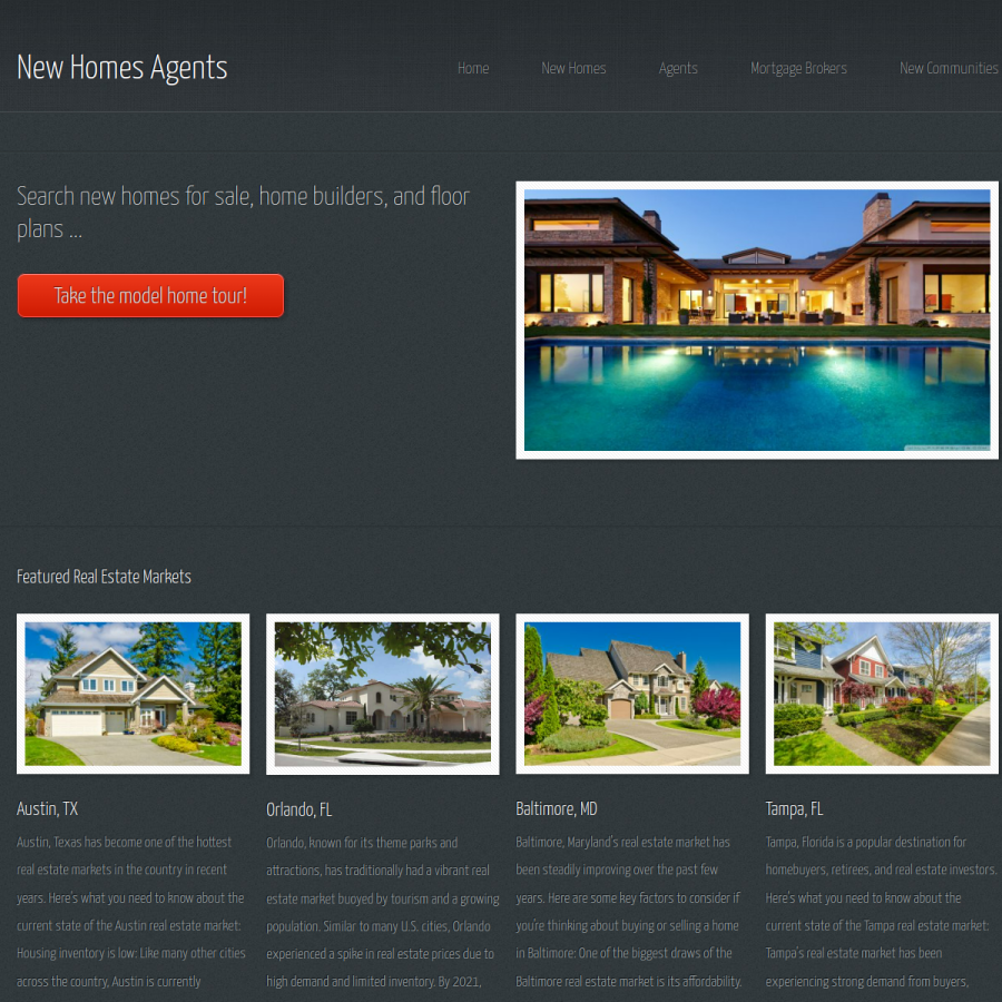 newhomesagents.com homepage screenshot