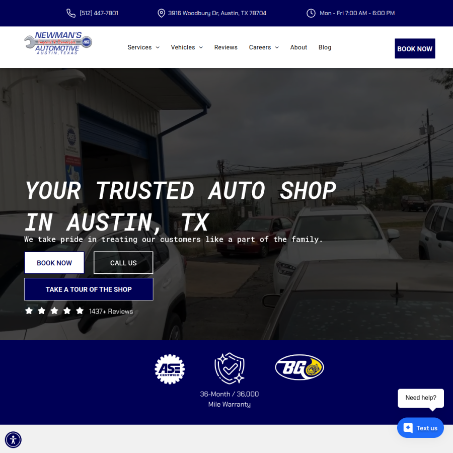 newmansauto.com homepage screenshot