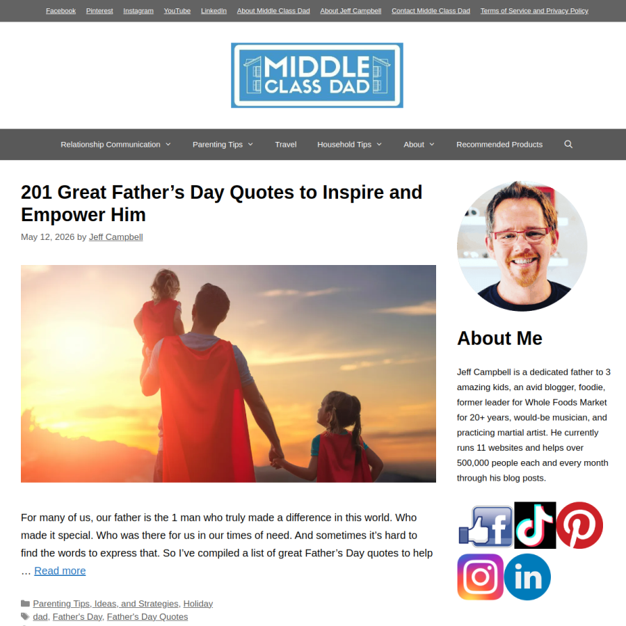 newmiddleclassdad.com homepage screenshot