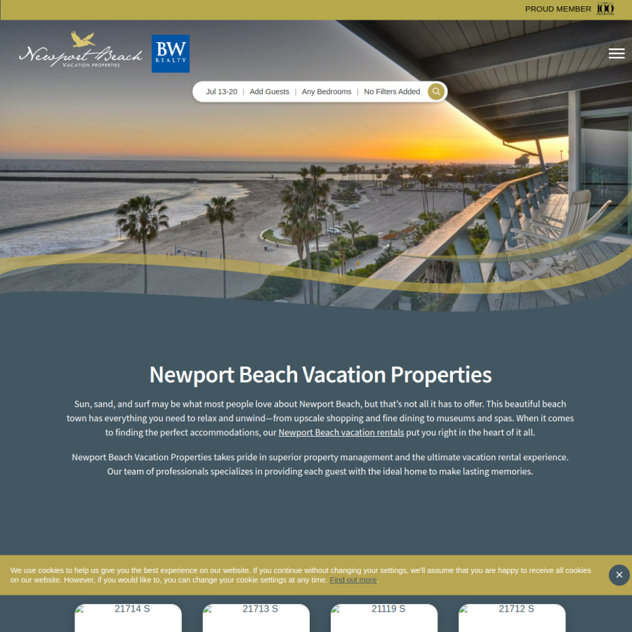 newportbeachvacationproperties.com homepage screenshot
