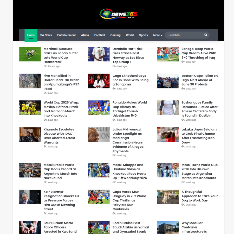 news365.co.za homepage screenshot