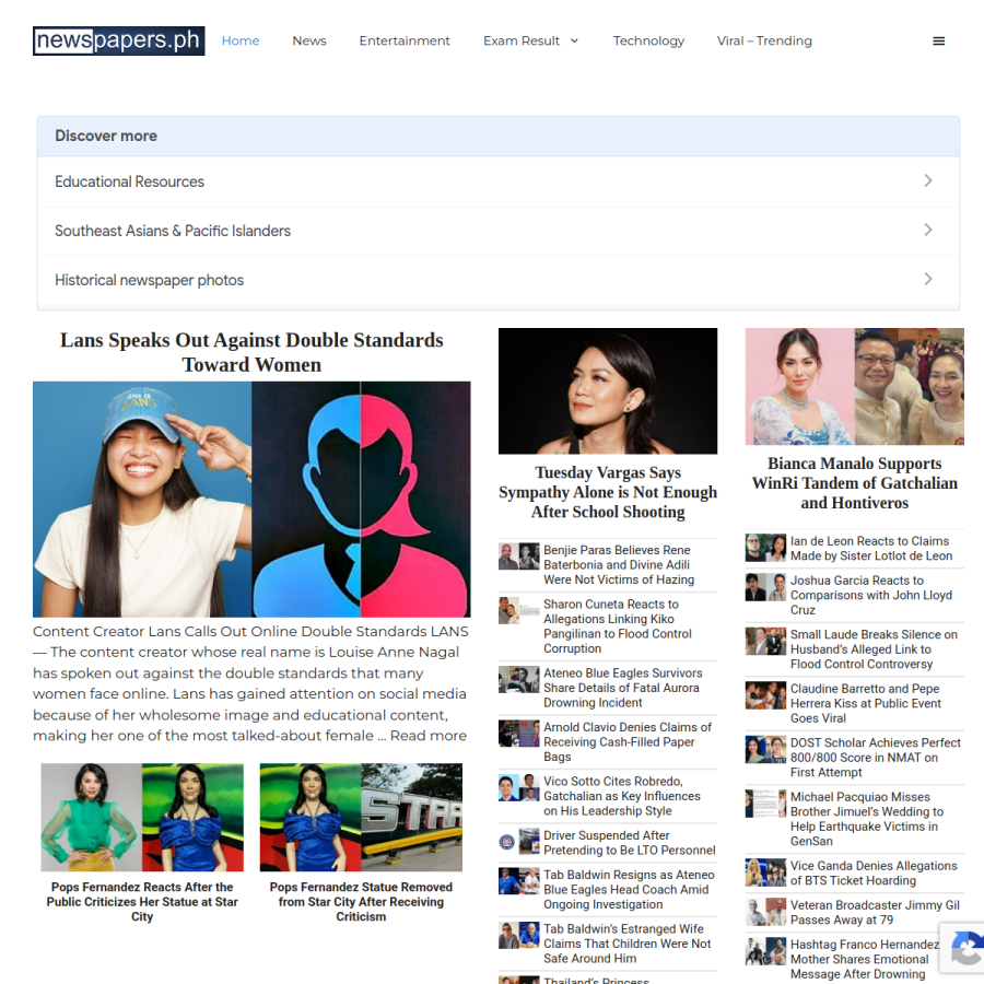 newspapers.ph homepage screenshot