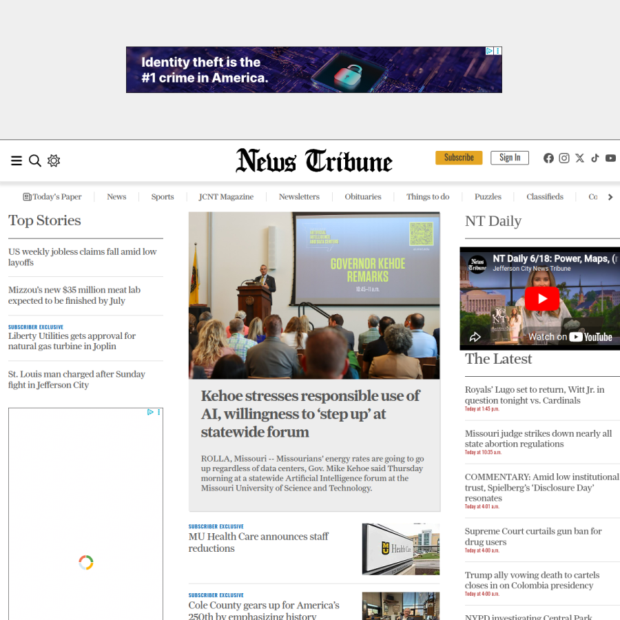 newstribune.com homepage screenshot