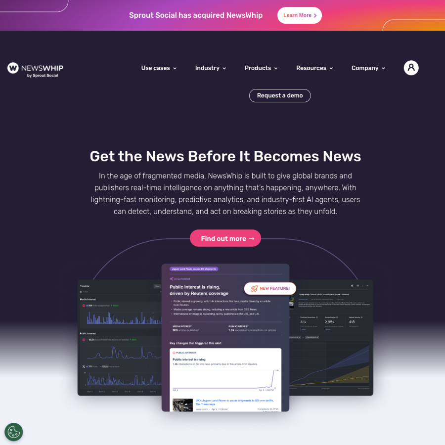 newswhip.com homepage screenshot