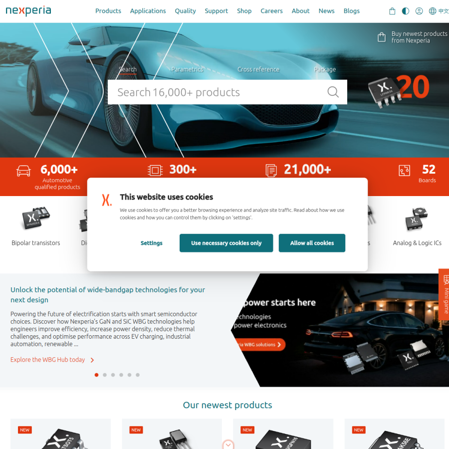 nexperia.com homepage screenshot