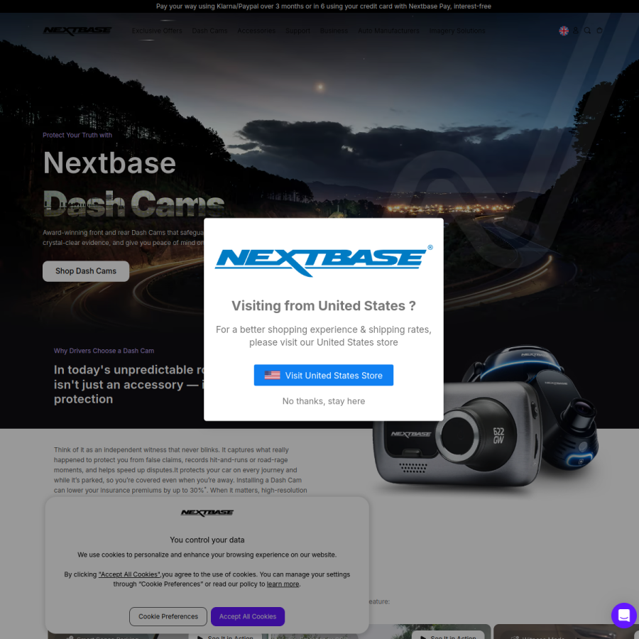 nextbase.co.uk homepage screenshot