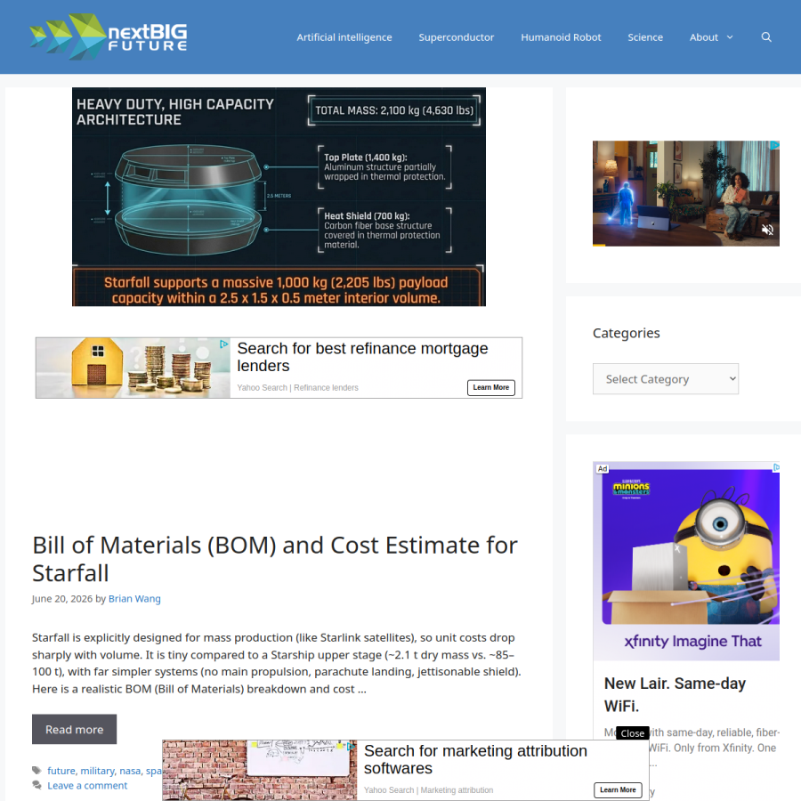nextbigfuture.com homepage screenshot