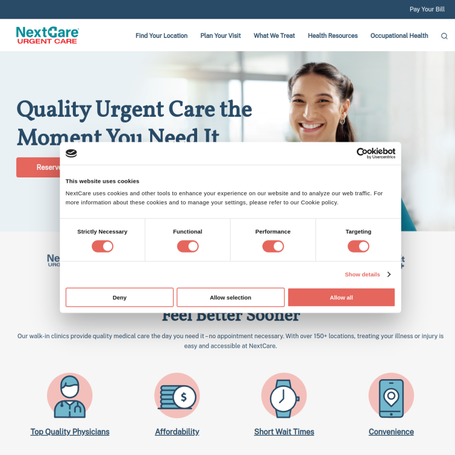 nextcare.com homepage screenshot