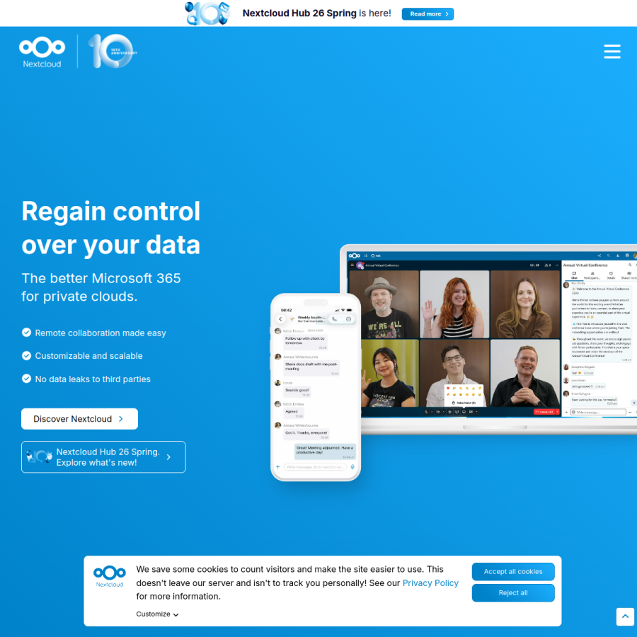 nextcloud.com homepage screenshot