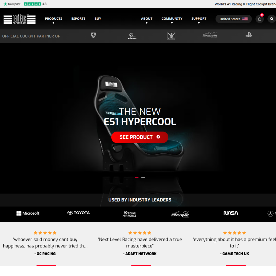 nextlevelracing.com homepage screenshot