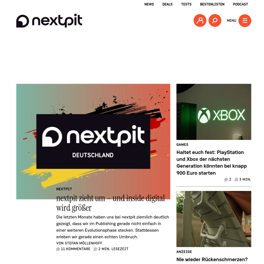 nextpit.de homepage screenshot
