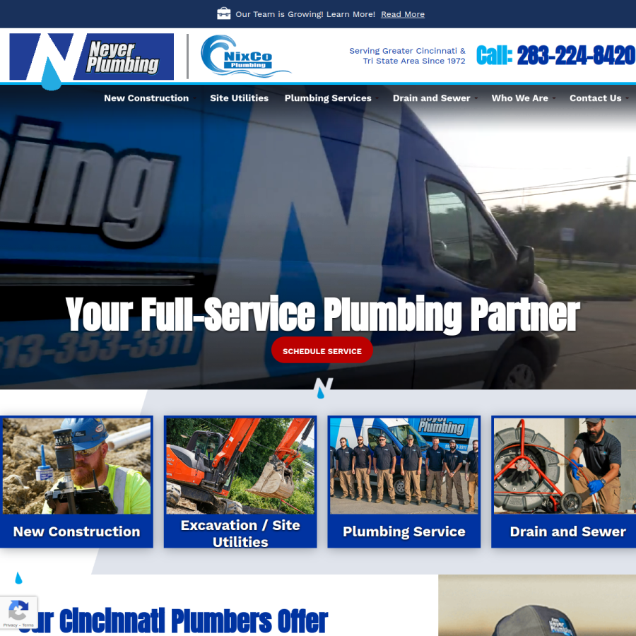 neyerplumbing.com homepage screenshot