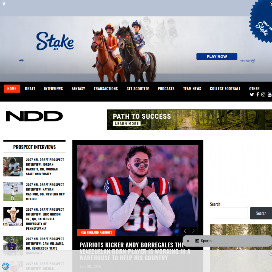 nfldraftdiamonds.com homepage screenshot