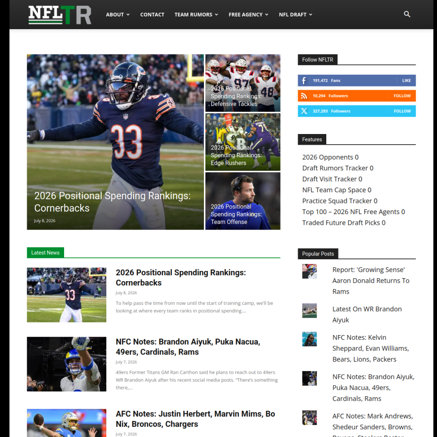 nfltraderumors.co homepage screenshot