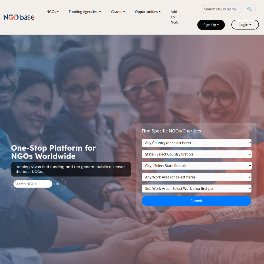 ngobase.org homepage screenshot