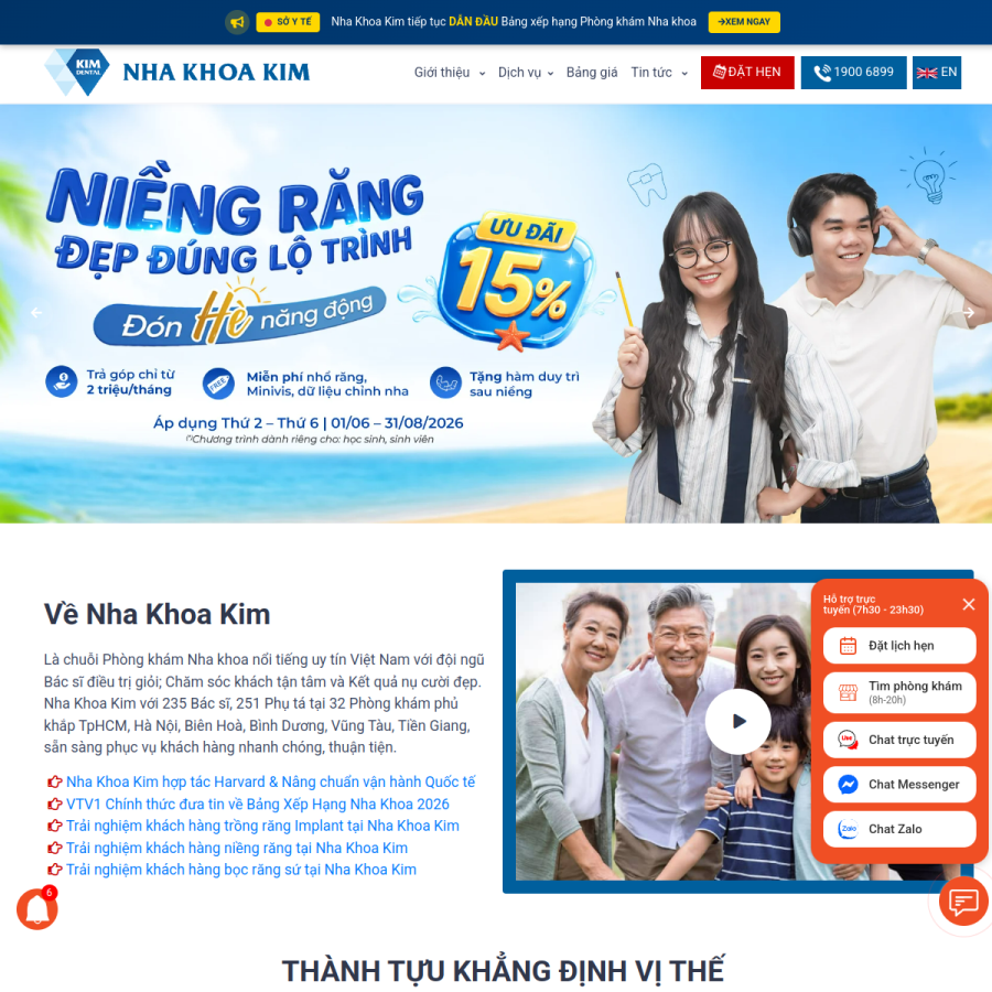 nhakhoakim.com homepage screenshot