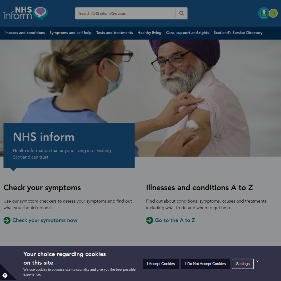 nhsinform.scot homepage screenshot