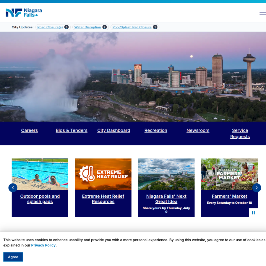 niagarafalls.ca homepage screenshot