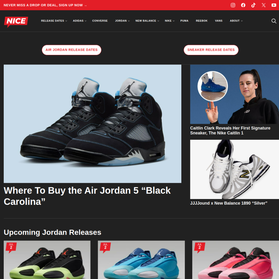 nicekicks.com homepage screenshot