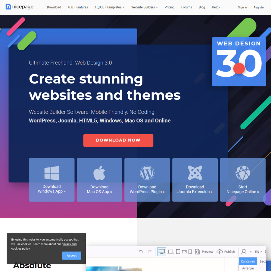 nicepage.io homepage screenshot