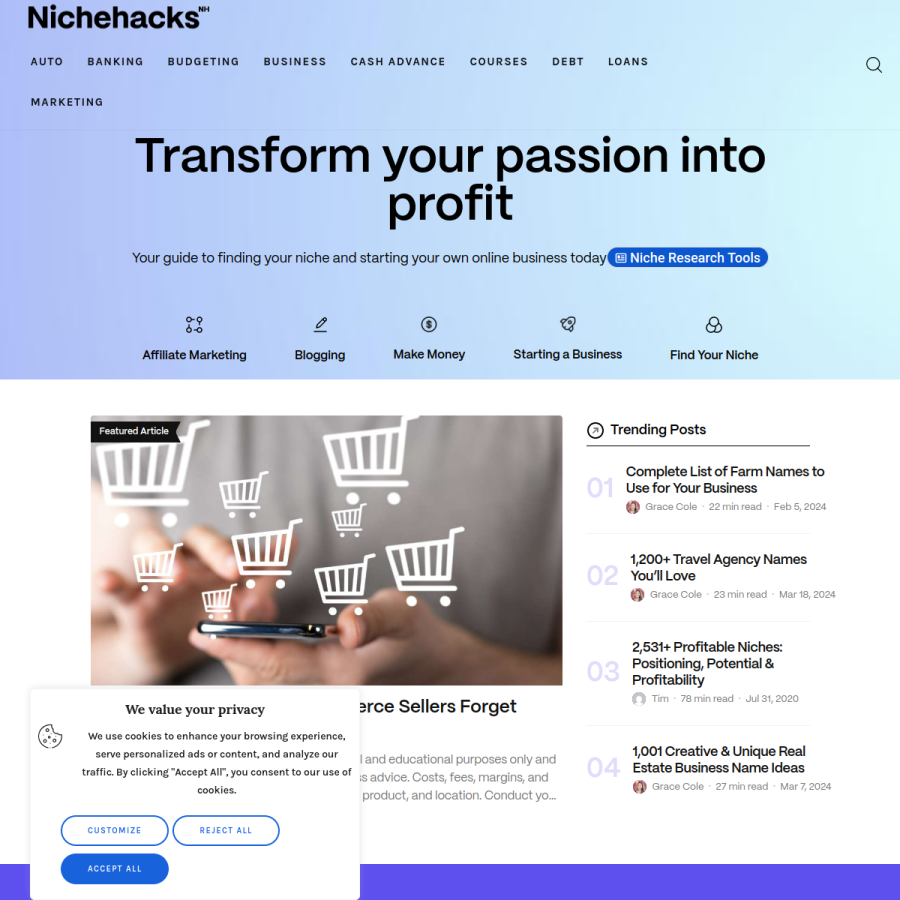 nichehacks.com homepage screenshot