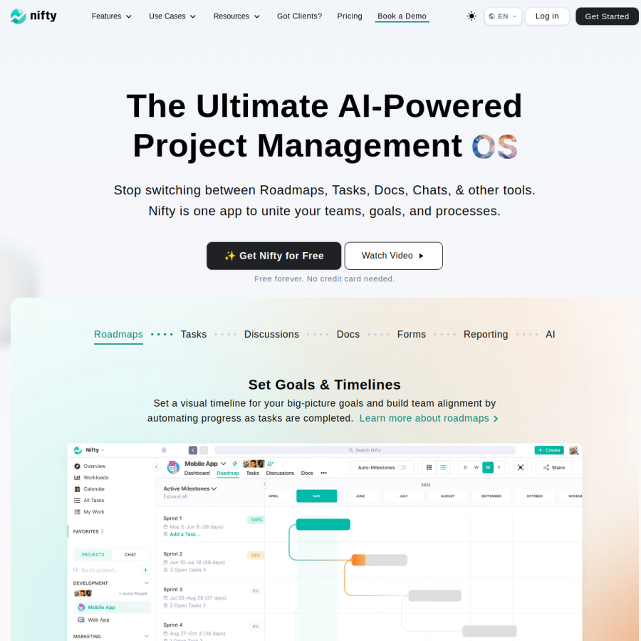 niftypm.com homepage screenshot