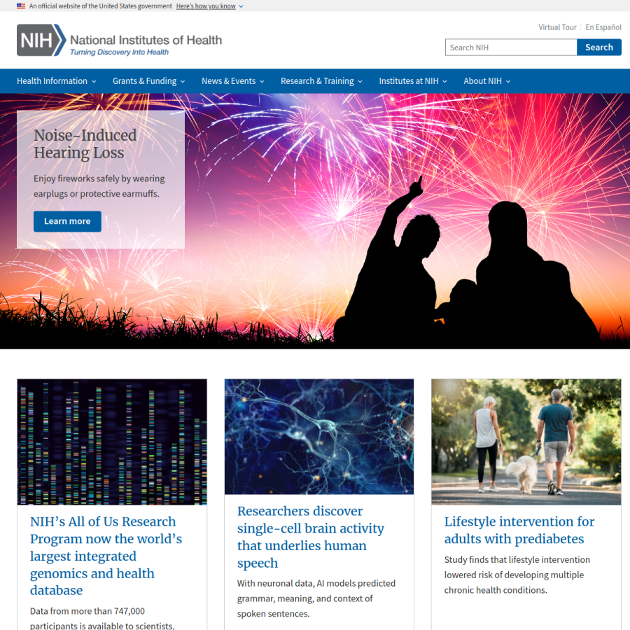 nih.gov homepage screenshot