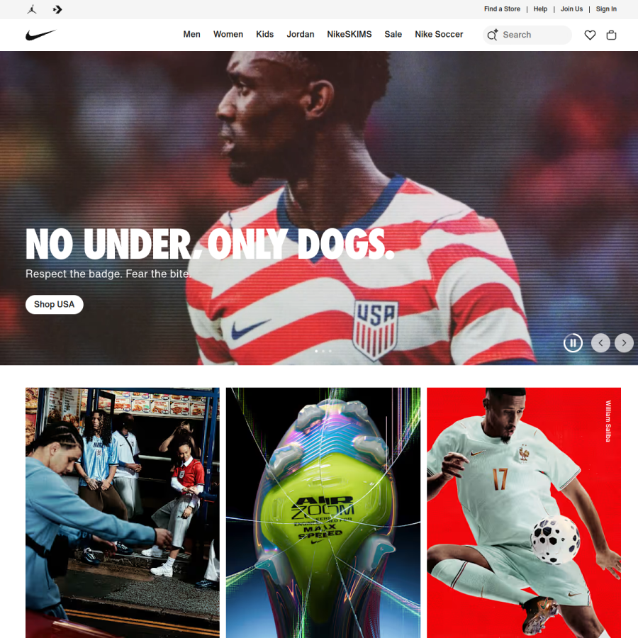 nike.com homepage screenshot