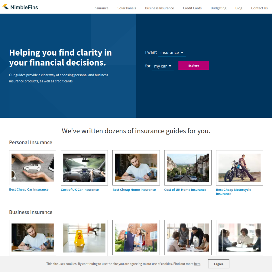 nimblefins.co.uk homepage screenshot
