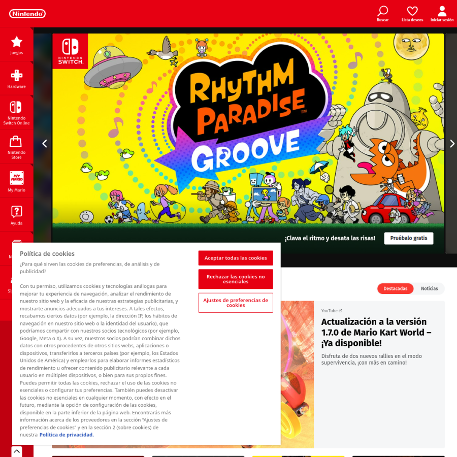 nintendo.es homepage screenshot