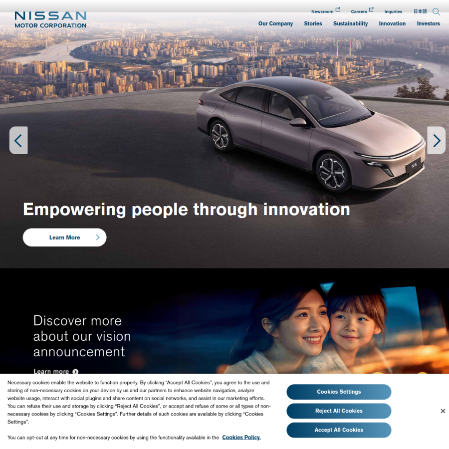 nissan-global.com homepage screenshot