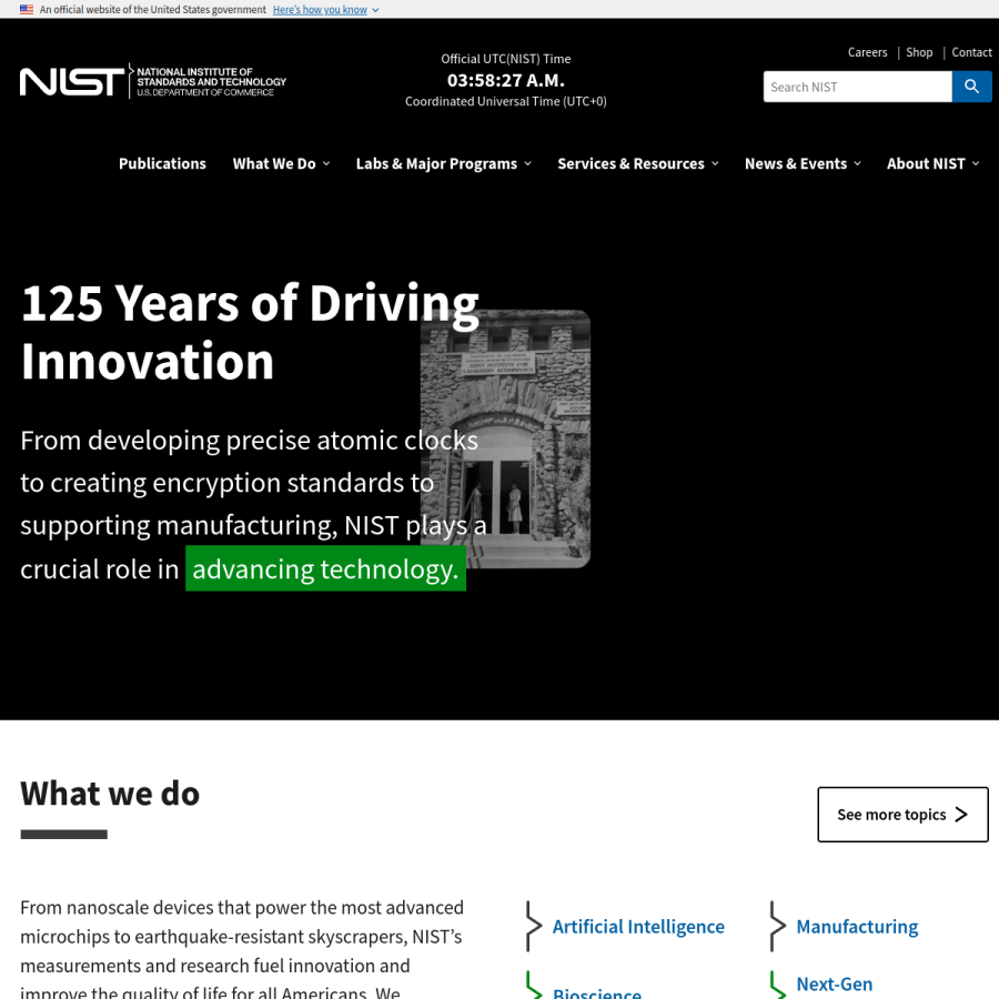 nist.gov homepage screenshot