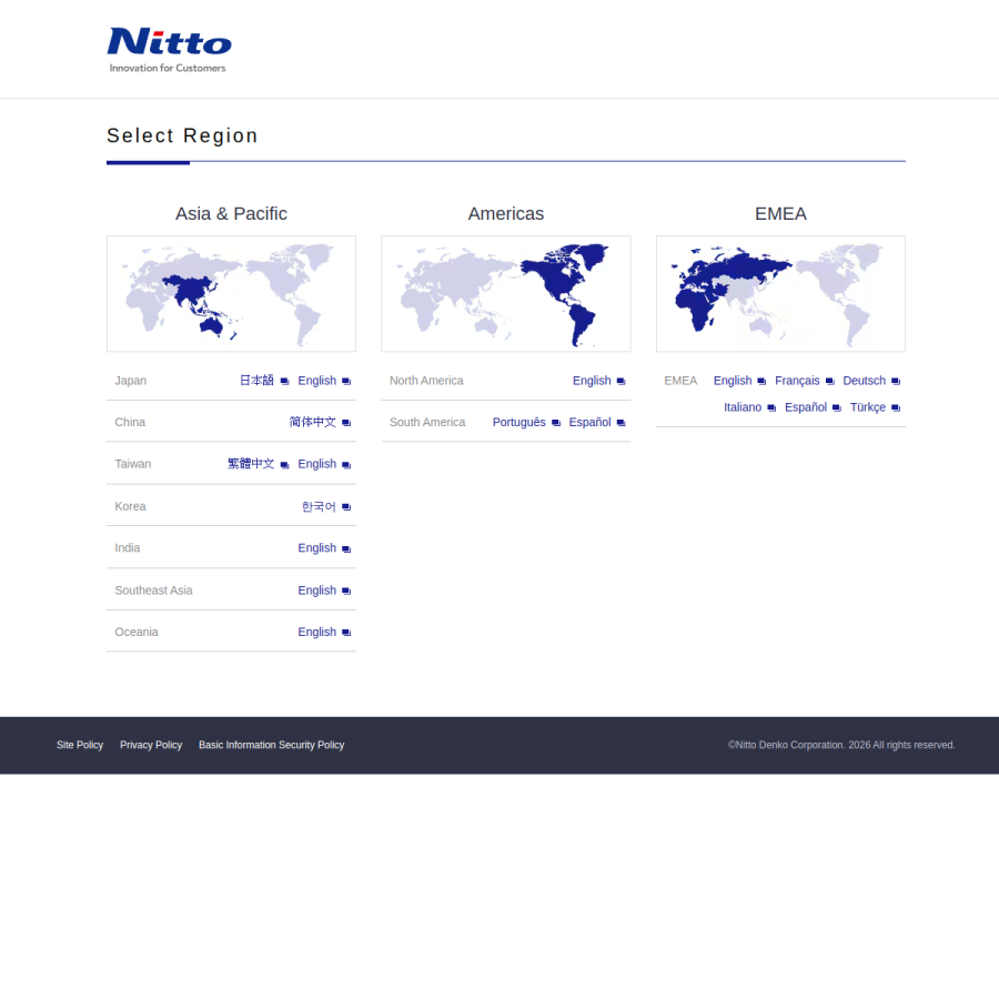 nitto.com homepage screenshot