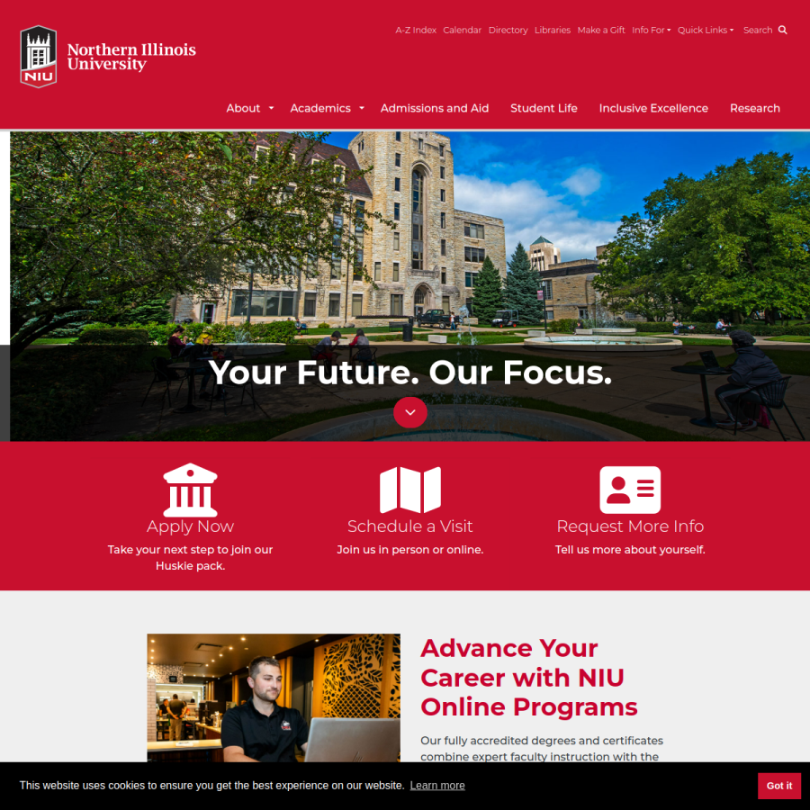 niu.edu homepage screenshot
