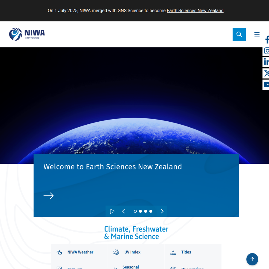 niwa.co.nz homepage screenshot