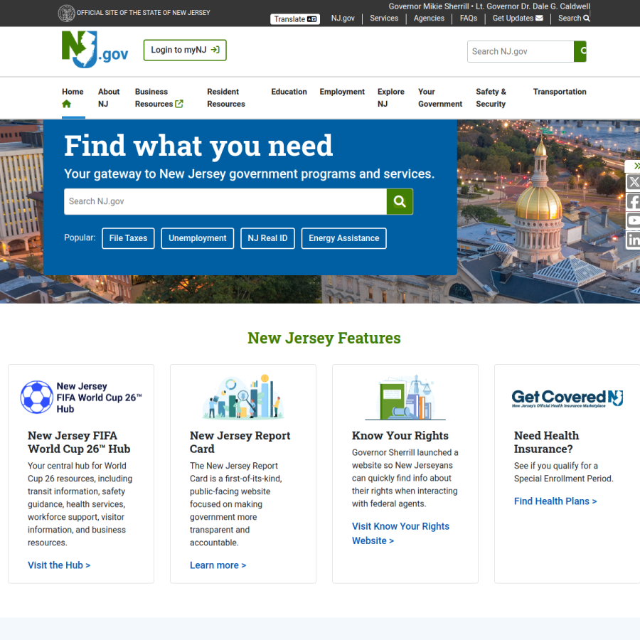 nj.gov homepage screenshot
