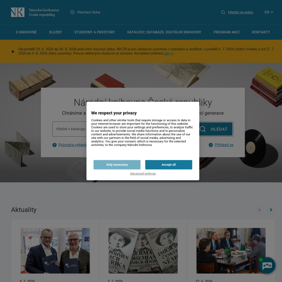 nkp.cz homepage screenshot