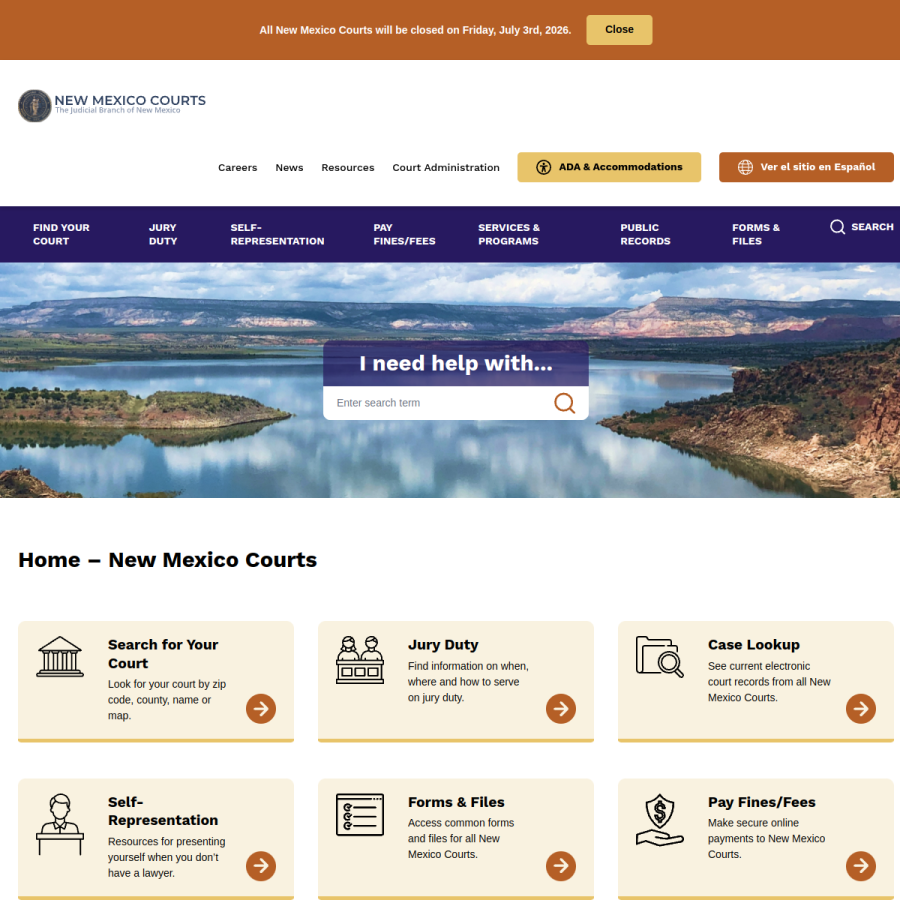 nmcourts.gov homepage screenshot