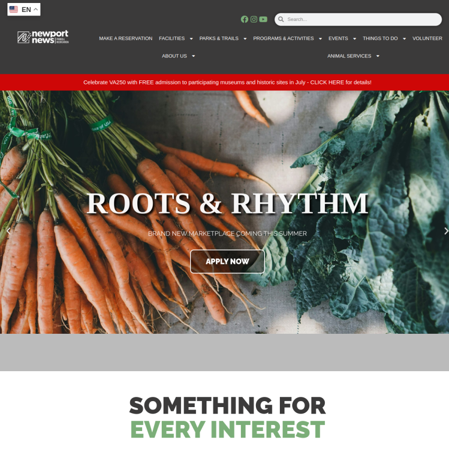 nnparksandrec.org homepage screenshot