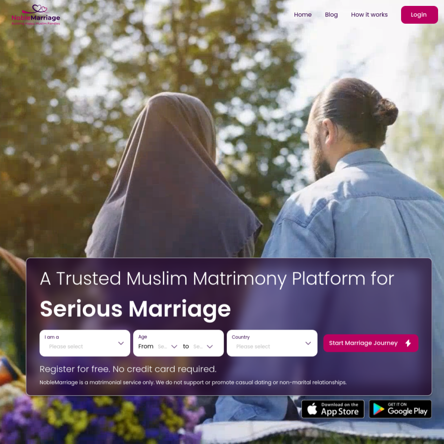 noblemarriage.com homepage screenshot