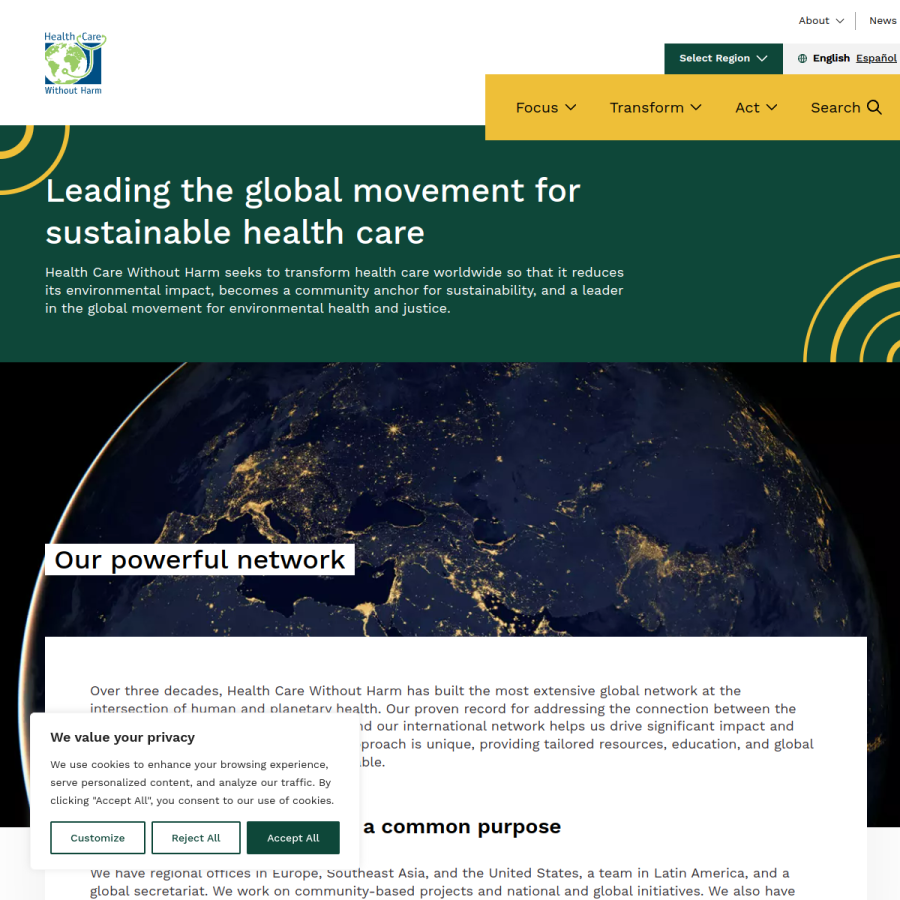 noharm.org homepage screenshot