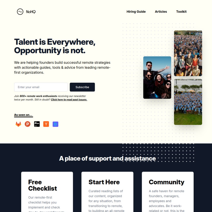 nohq.co homepage screenshot