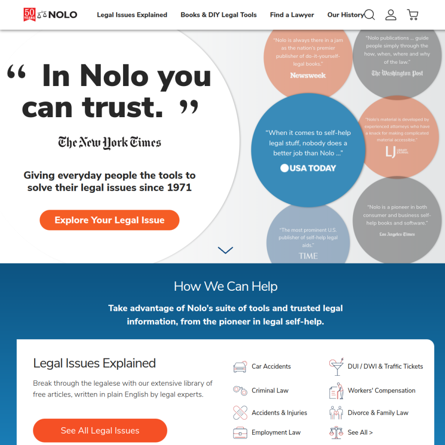 nolo.com homepage screenshot