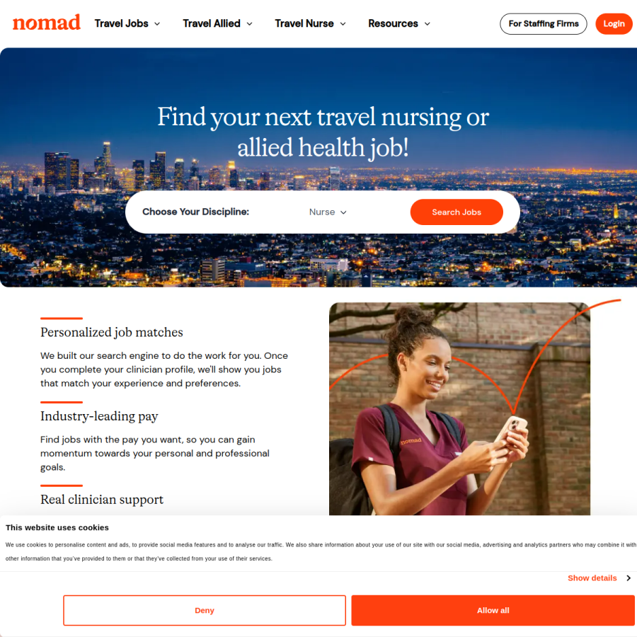 nomadhealth.com homepage screenshot