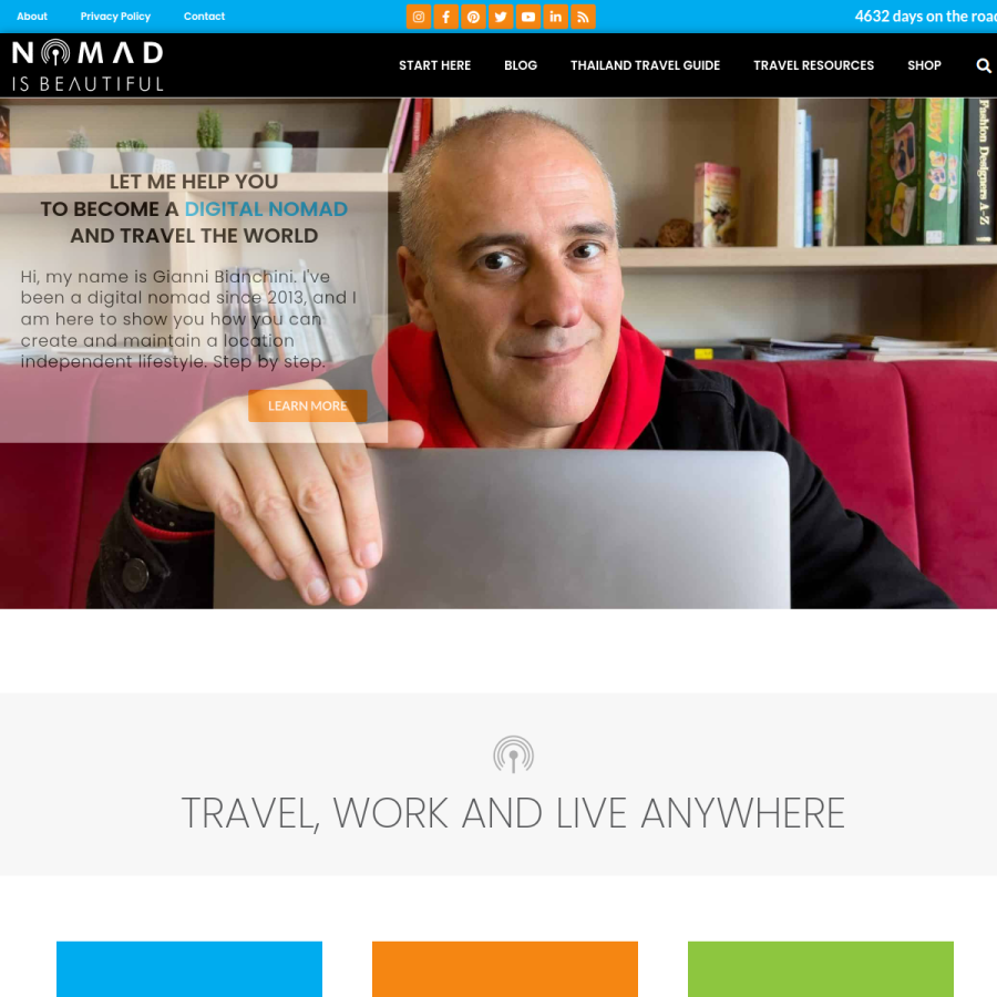 nomadisbeautiful.com homepage screenshot
